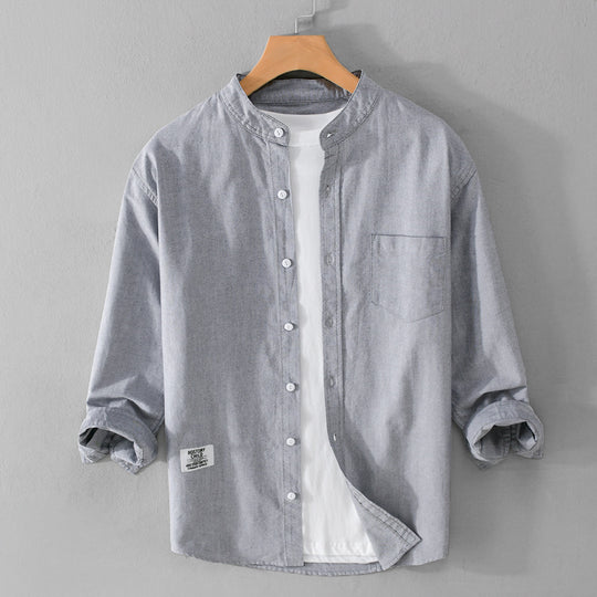 Herren Stehkragen-Overshirt aus Baumwollmix mit Brusttasche und entspannter Passform Shop Nory