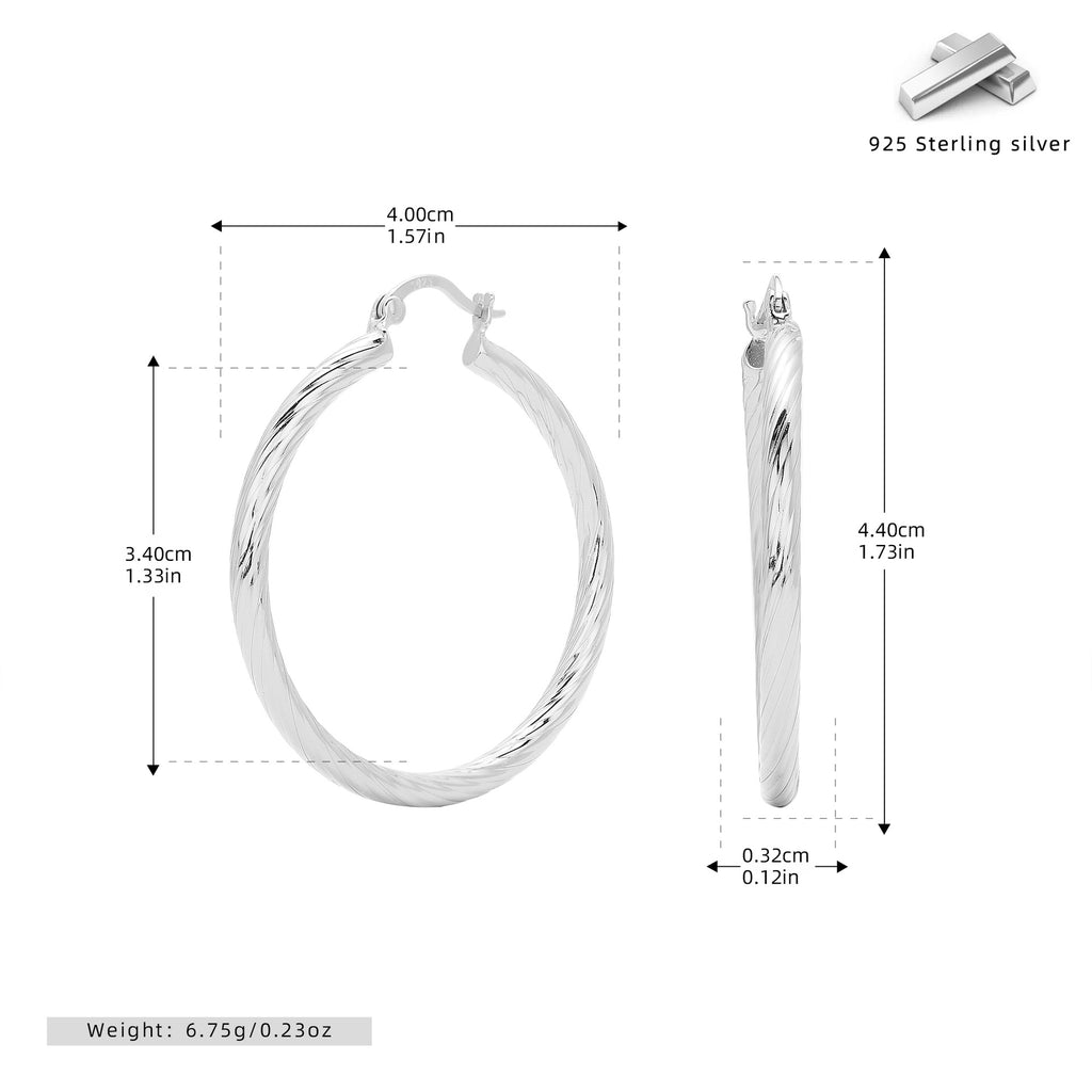 Damen Creolen mit elegantem geschwungenem Design aus hochwertigem 925 Sterling Silber Shop Nory