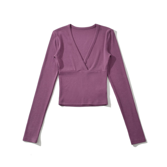 Damen Wickelshirt mit V-Ausschnitt und taillierter Teilungsnaht Shop Nory
