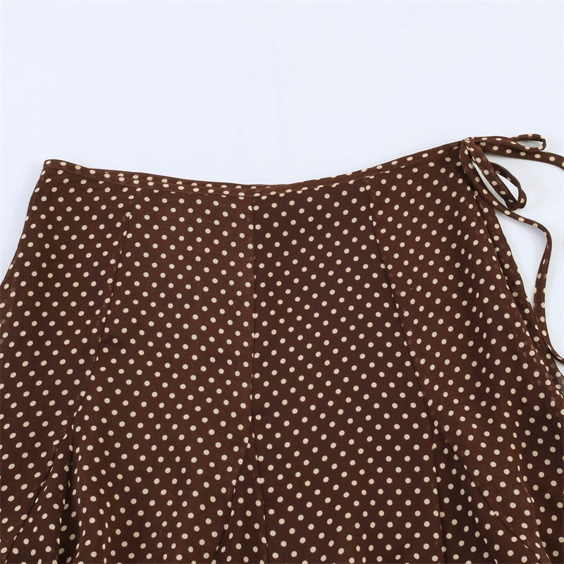 Damen Fließender A‑Linien Midirock mit Polka‑Dot‑Print und Bindeschleife Shop Nory