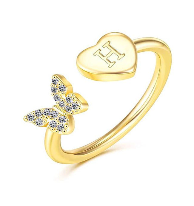 Damen Ring mit Schmetterlingsdesign und Herzmotiv Shop Nory