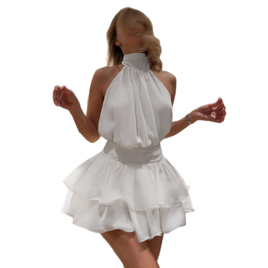 Damen luftiges Wickelkleid mit voluminösem Rock