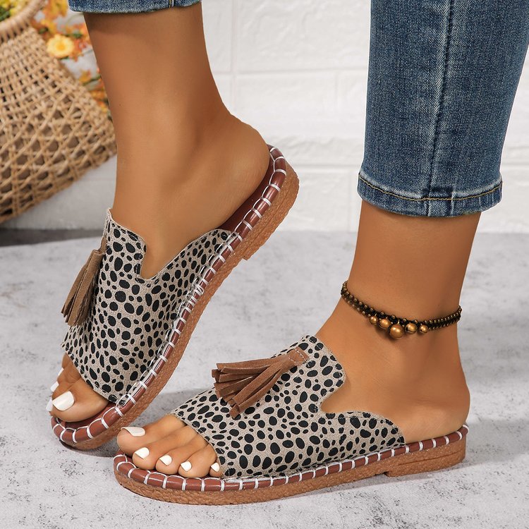 Damen Offene Pantoletten mit Quaste im Espadrille‑Stil Shop Nory
