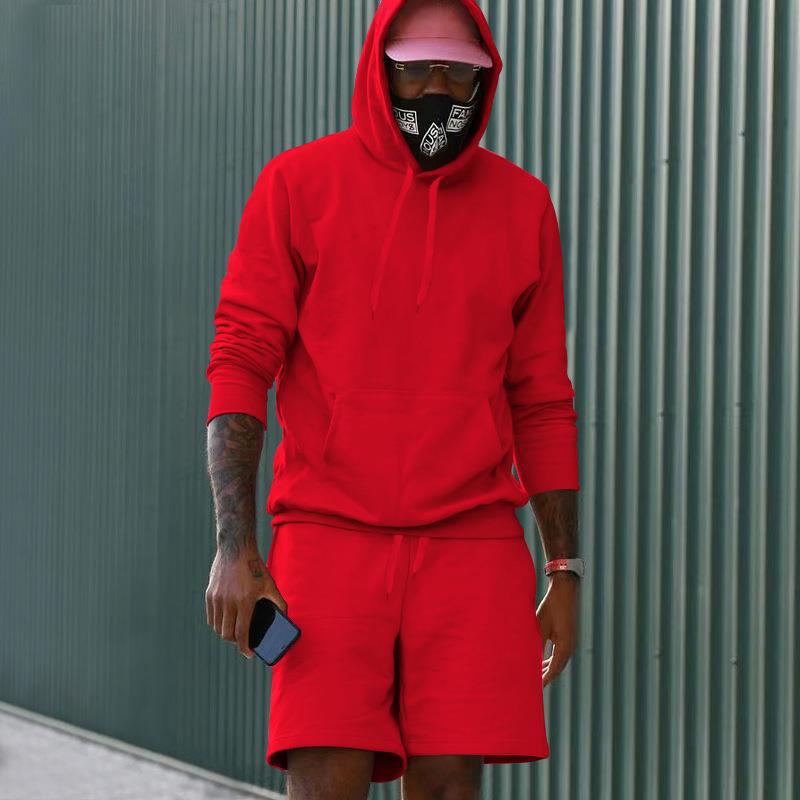 Herren Hoodie-Shorts-Set mit Kängurutasche