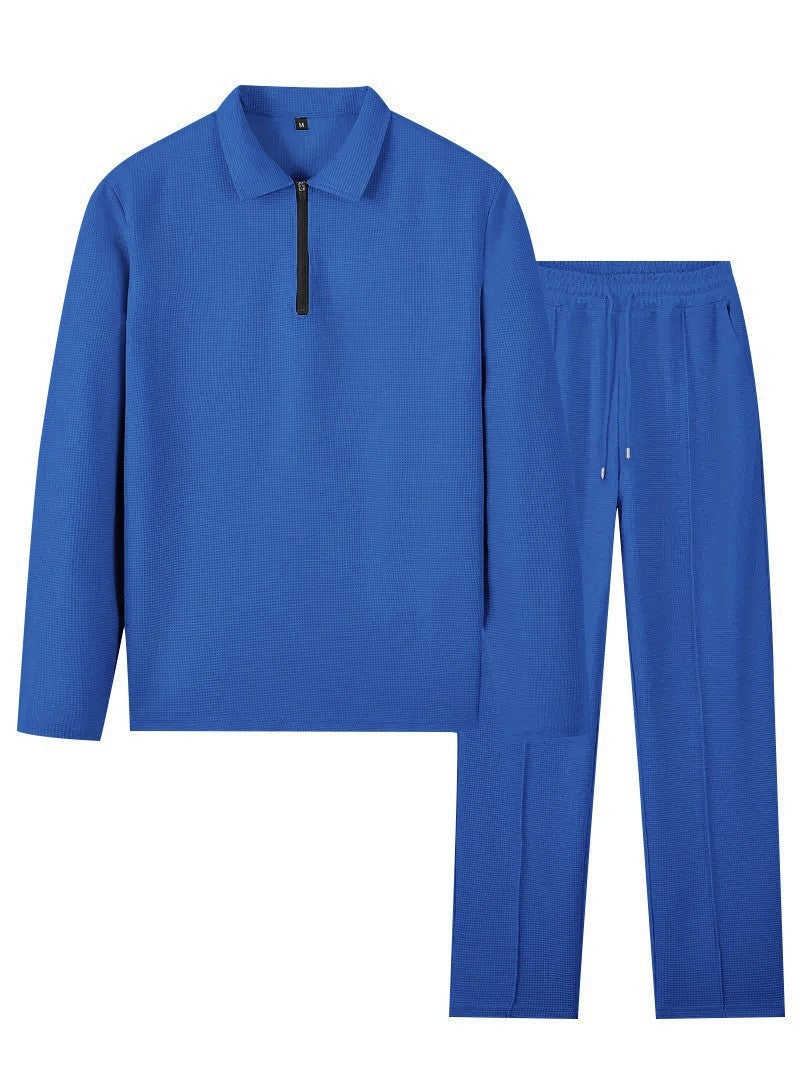 Herren Sportliches Relaxed-Fit Freizeitset mit Stehkragen