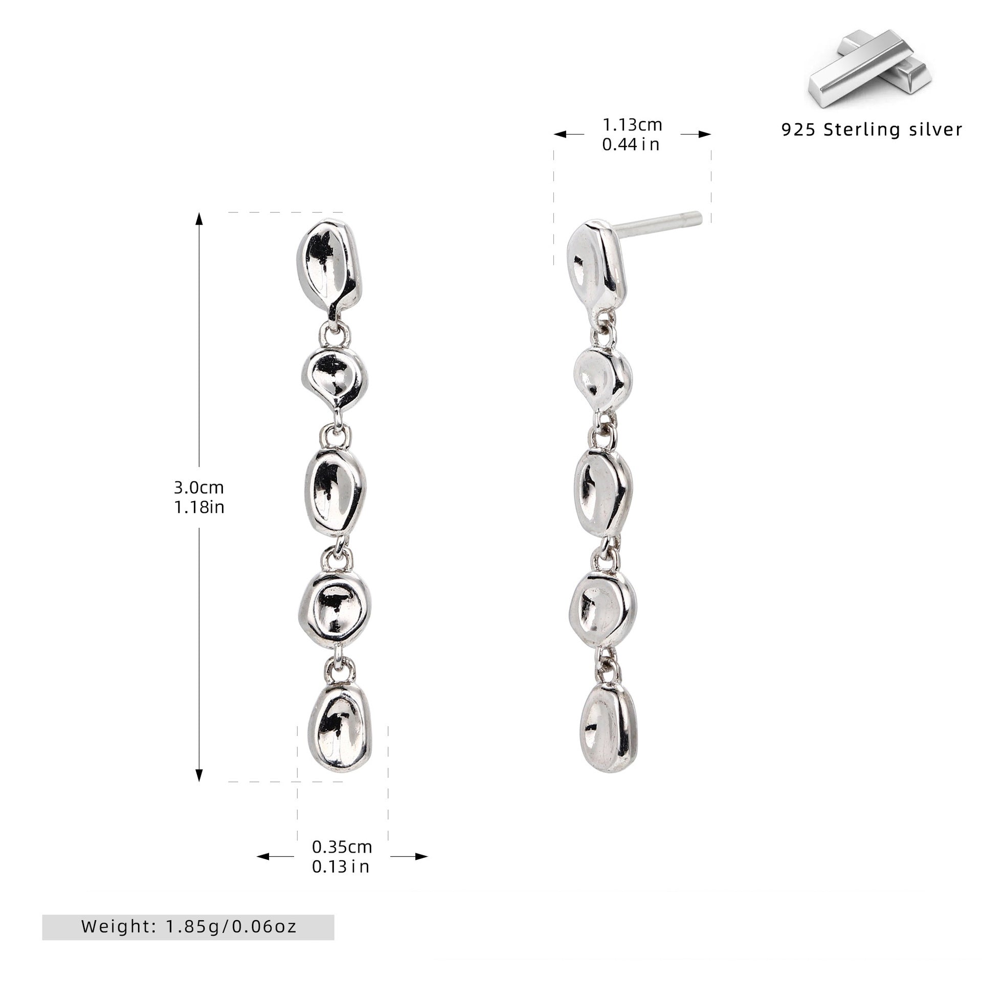 Damen Ohrhänger im modernen Tropfen-Design aus 925 Sterlingsilber Shop Nory