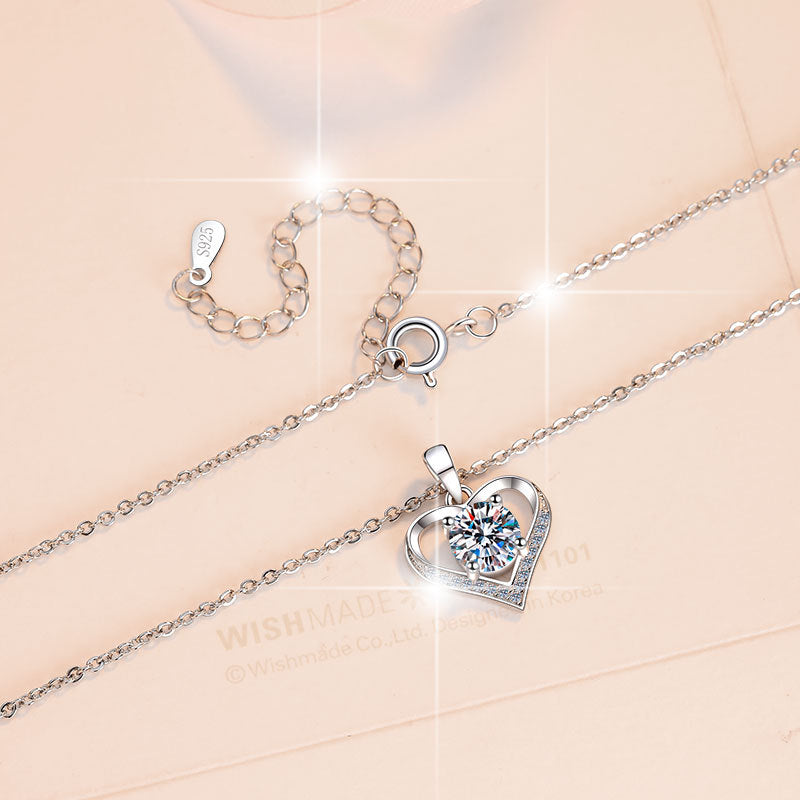 Damen Halskette mit funkelndem Herzanhänger und luxuriösem Zirkonia Shop Nory