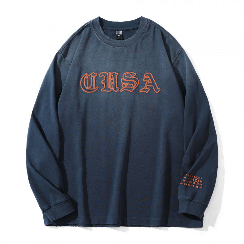 Unisex Oversize-Longsleeve Sweatshirt mit Gothic-Logo-Stick und washed Finish Shop Nory