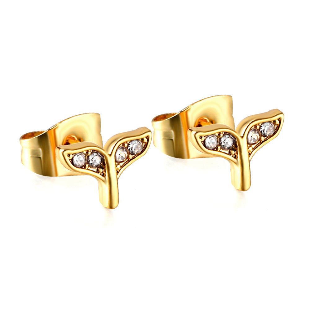 Damen Ohrstecker mit funkelnden Kristallen und elegantem Blattdesign Shop Nory