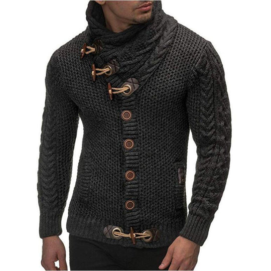 Herren nan Strickcardigan mit hohem Schalkragen, Zopfmuster und Knebelverschlüssen Shop Nory