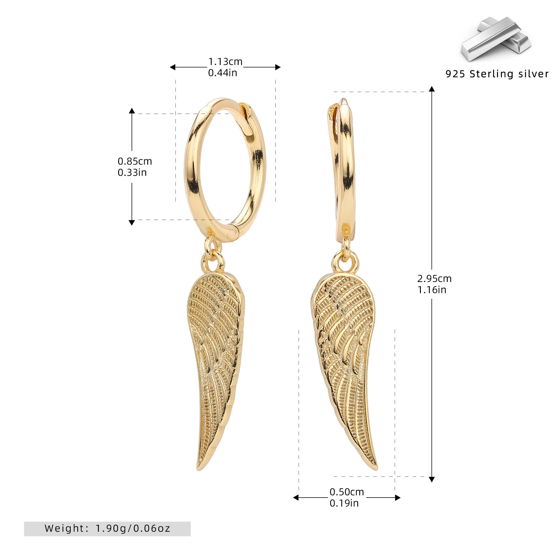 Damen Ohrhänger mit detailliertem Flügel-Design aus hochwertigem 925 Sterling Silber Shop Nory
