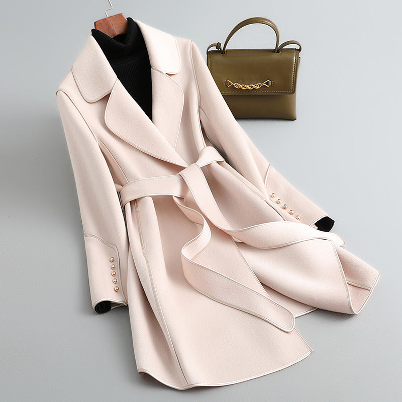 Damen Eleganter Wickelmantel mit Gürtel Shop Nory