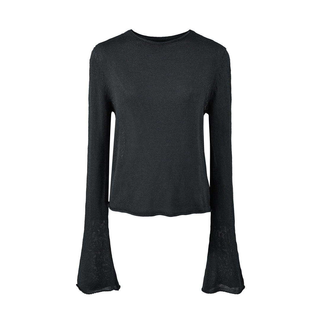 Damen Leichtes Feinstrick-Longsleeve mit ausgestellten Trompetenärmeln Shop Nory