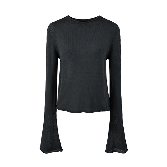 Damen Leichtes Feinstrick-Longsleeve mit ausgestellten Trompetenärmeln Shop Nory