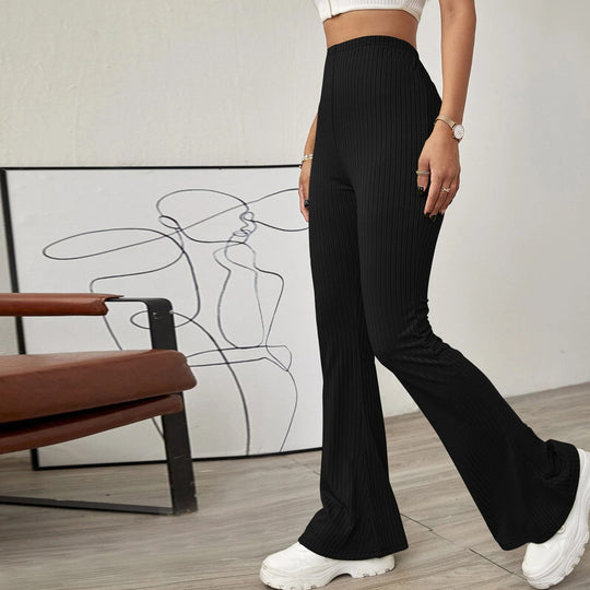 Damen hochtaillierte gerippte Schlaghose aus stretch‑Jersey Shop Nory