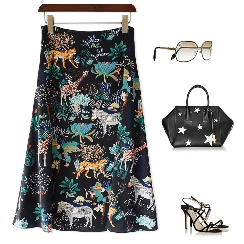 Damen Midi-Rock mit floralem Tierdruck Shop Nory