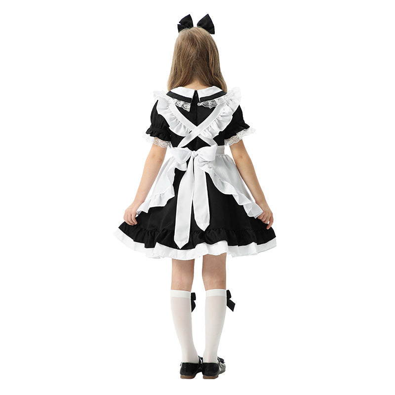 Mädchen verspieltes Dienstmädchenkleid mit Rüschendetails Shop Nory