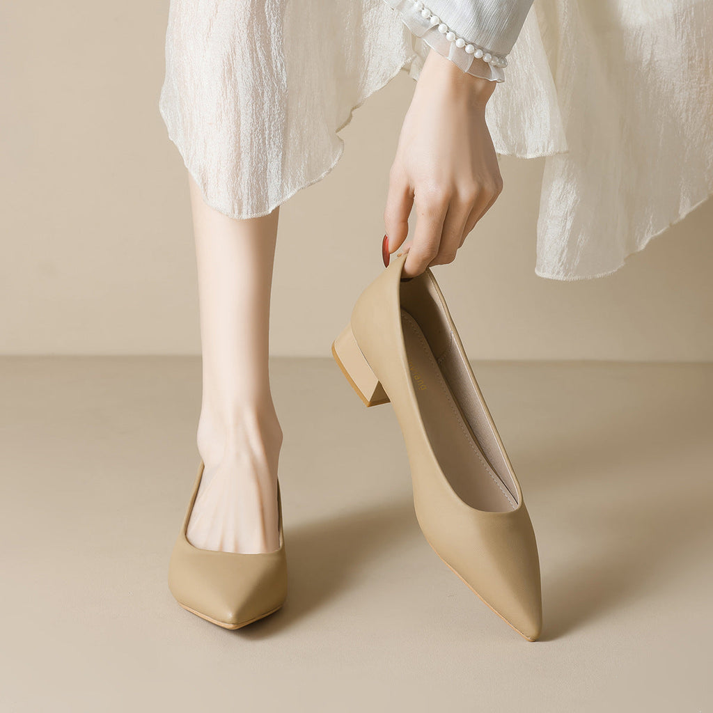 Damen elegante Pumps mit spitzem Zehenbereich und komfortablem Blockabsatz