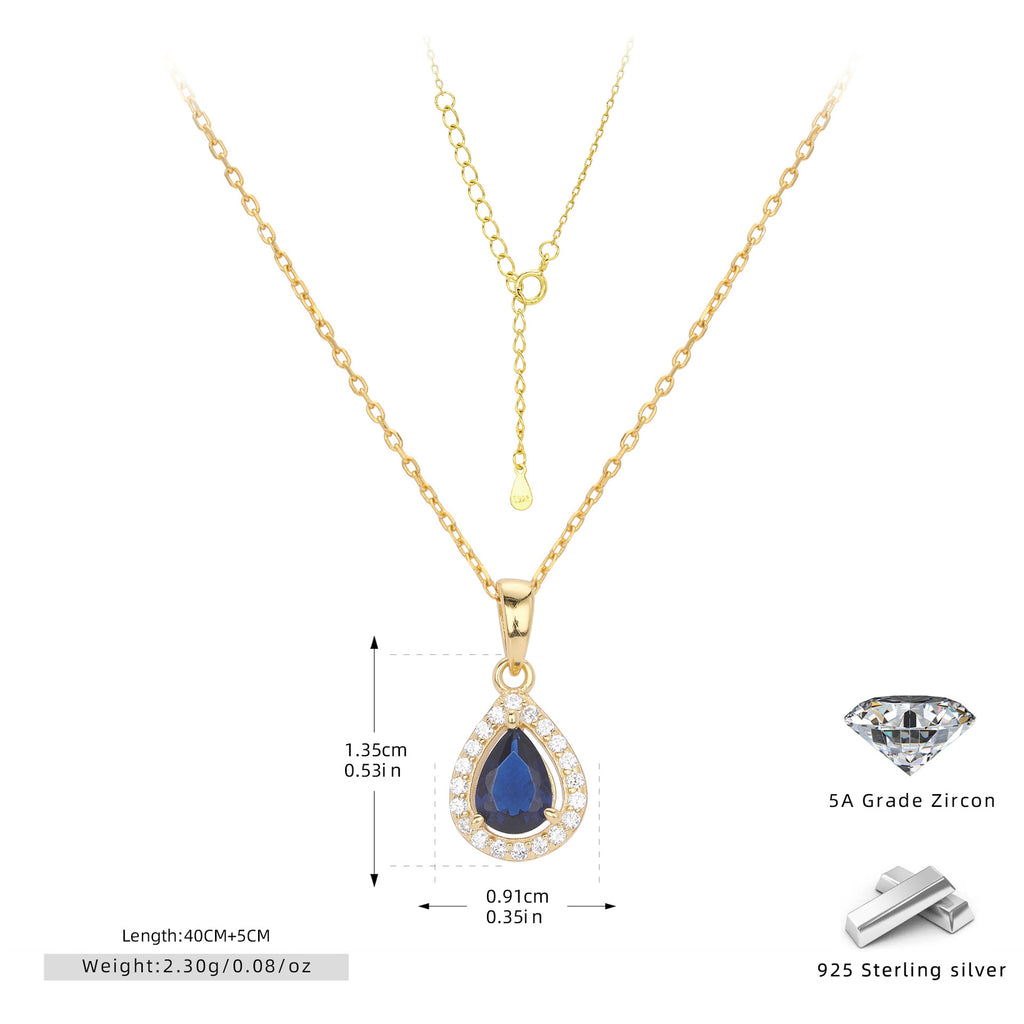 Damen Halskette mit tropfenförmigem Zirkonanhänger aus 925 Sterlingsilber und elegantem Design Shop Nory