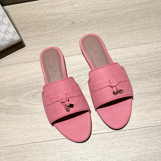 Damen Elegante Slippers aus weichem Wildleder mit dekorativem Riemendesign