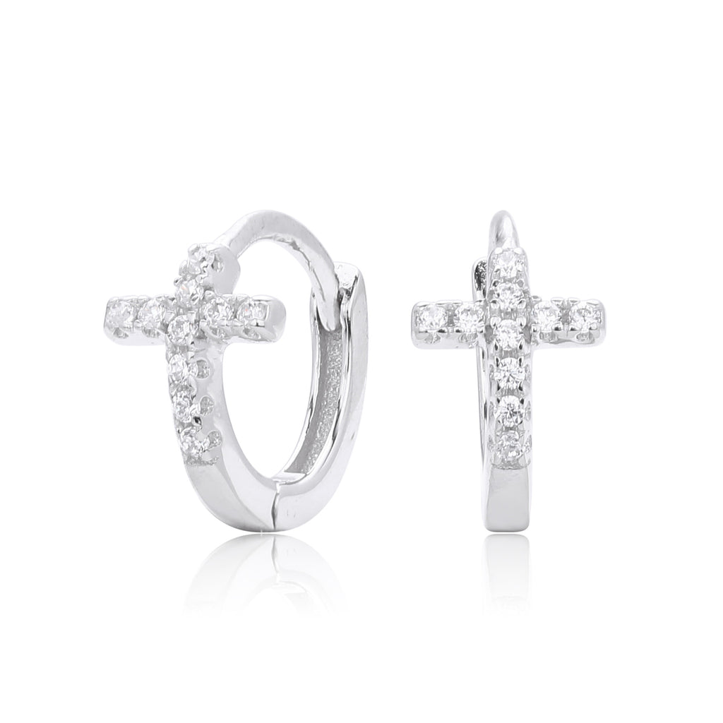 Damen Ohrringe mit funkelndem Kreuzmotiv aus hochwertigem 925 Sterling Silber Shop Nory