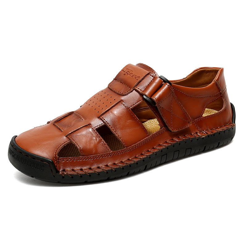 Herren Bequeme Leder-Sandalen mit verstellbarem Riemen