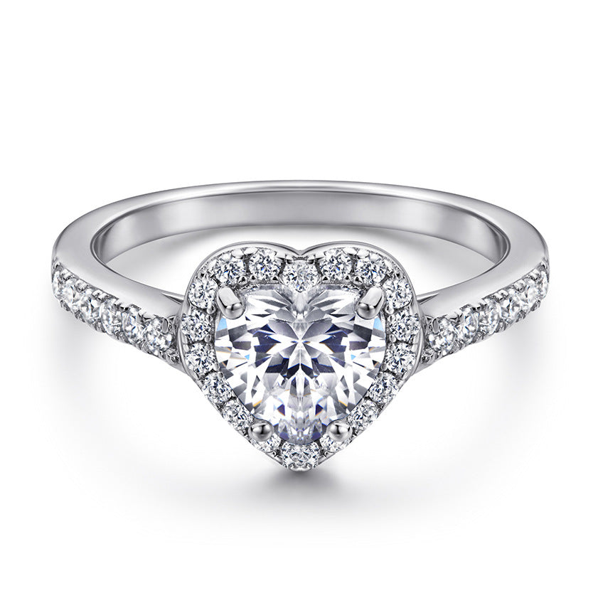 Damen herzförmiger Verlobungsring mit funkelnden Zirkonia-Details Shop Nory