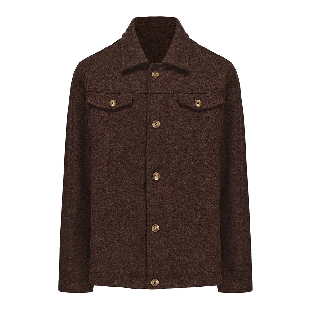 Herren Bouclé-Workerjacke mit Brusttaschen und Aufgesetzten Knöpfen Shop Nory
