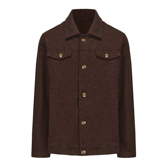 Herren Bouclé-Workerjacke mit Brusttaschen und Aufgesetzten Knöpfen Shop Nory