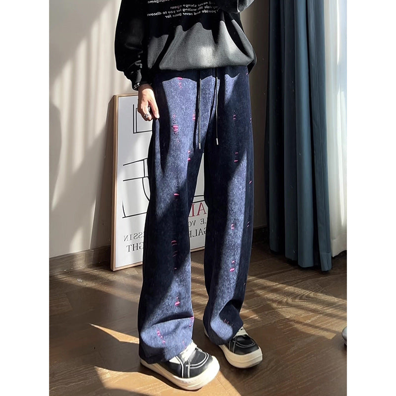 Herren Oversized Cordhose mit Distressed‑Details, weitem Bein und Tunnelzug Shop Nory