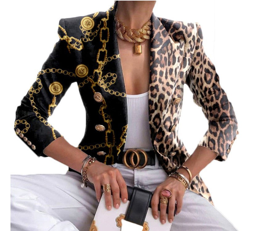 Damen Taillierter Doppelreihiger Blazer mit markanter Schulter, Goldknöpfen und Glitzer-Ombré Shop Nory