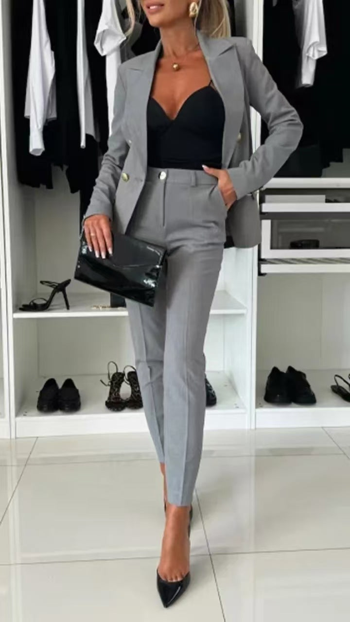 Damen Doppelreihiger taillierter Hosenanzug mit Slim-Hose Shop Nory