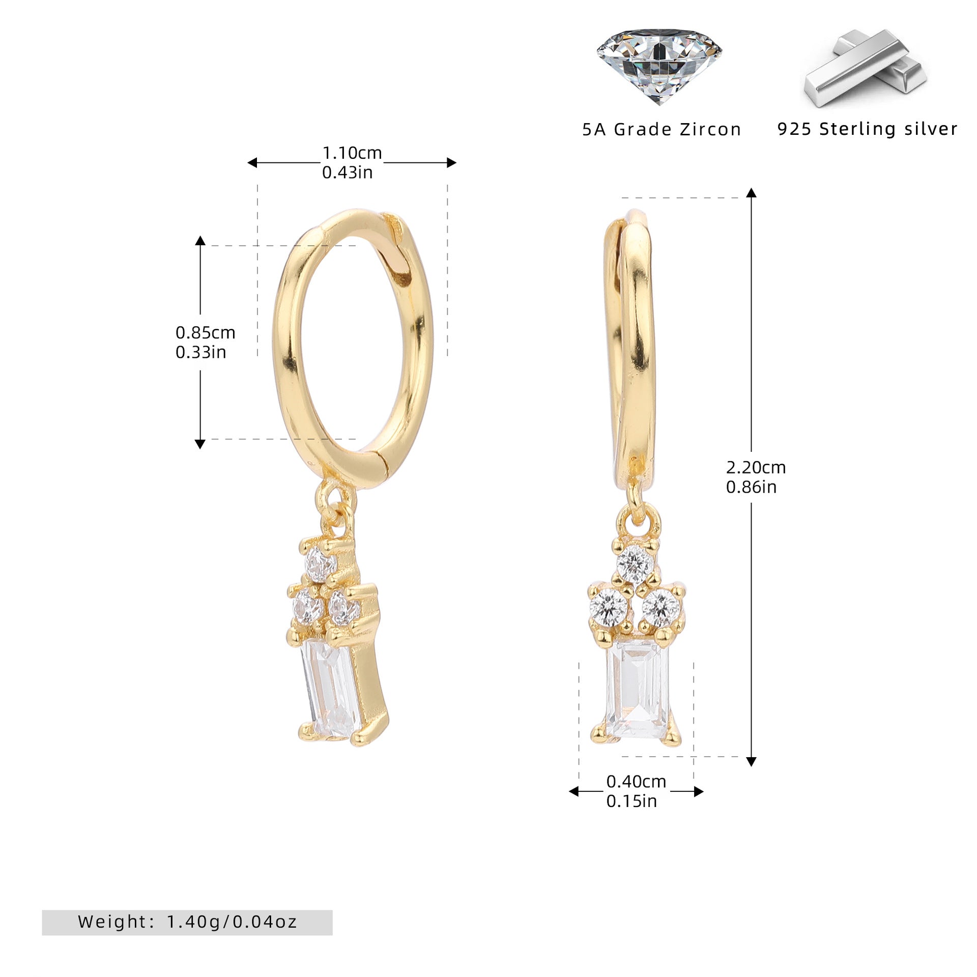 Damen Ohrhänger mit luxuriösen Zirkonen und hochwertigem 925 Sterling Silber Shop Nory
