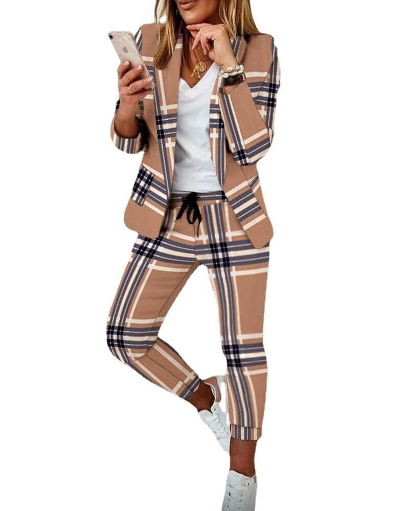 Damen Karierte Slim-Fit Jogginghose mit Tunnelzug und Knöchellangem Schnitt Shop Nory