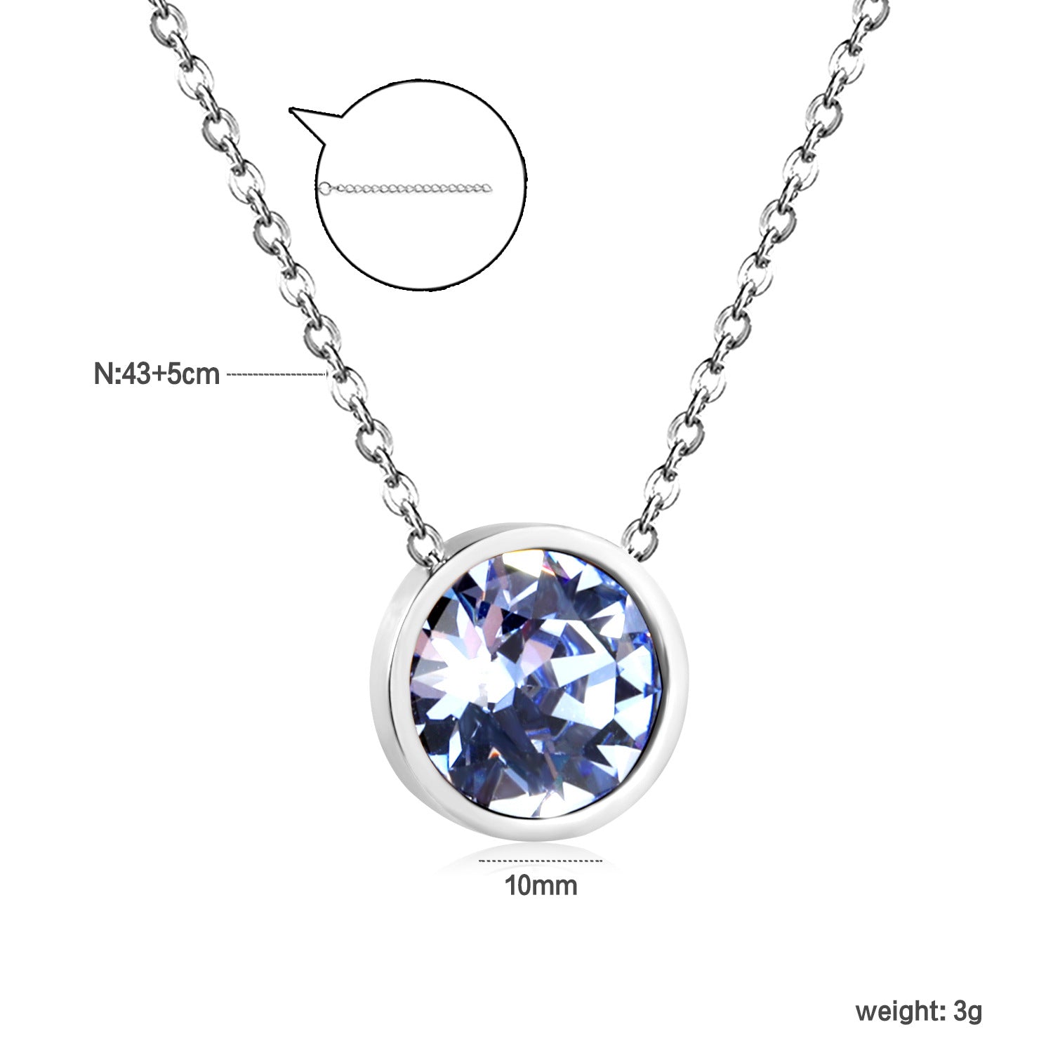 Damen Halskette mit funkelndem Kristallanhänger und eleganter Gliederkette Shop Nory