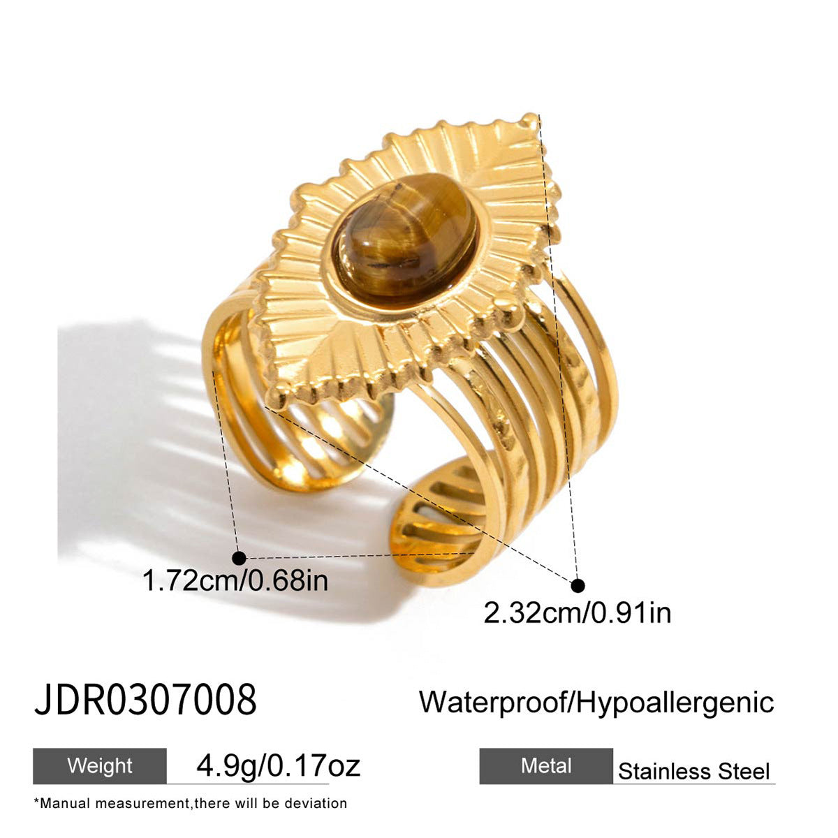 Damen Offenes Armband mit einzigartigem Tigeraugen-Anhänger und eleganter Goldbeschichtung Shop Nory