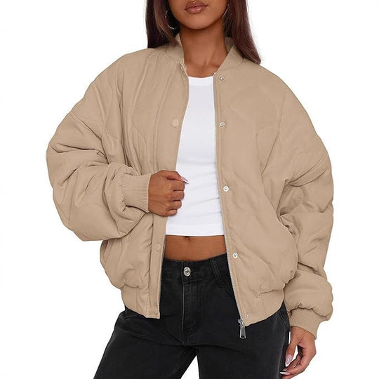 Damen Übergroße Stepp-Bomberjacke mit wattierter Polsterung und Raglanärmeln Shop Nory