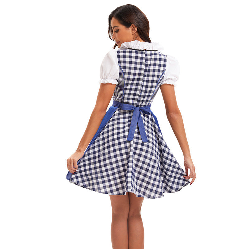 Damen nan kurzes traditionelles Dirndlkleid mit geschnürtem Mieder und Puffärmeln Shop Nory