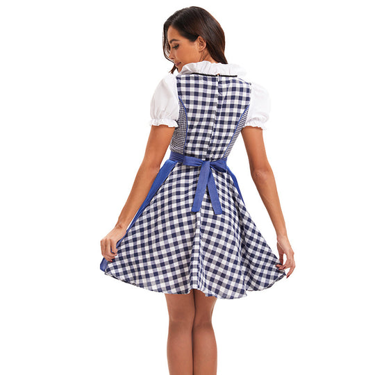 Damen nan kurzes traditionelles Dirndlkleid mit geschnürtem Mieder und Puffärmeln Shop Nory