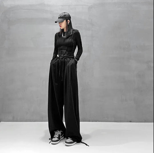 Damen nan weite hochgeschnittene Lounge-Hose aus weichem Jersey mit Tunnelzug und Seitentaschen Shop Nory