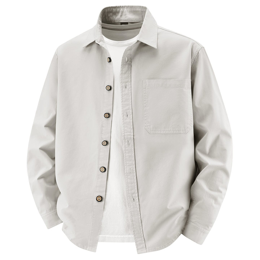 Herren lockere Overshirt-Jacke aus Baumwollmix mit Brusttasche und durchgehender Knopfleiste Shop Nory