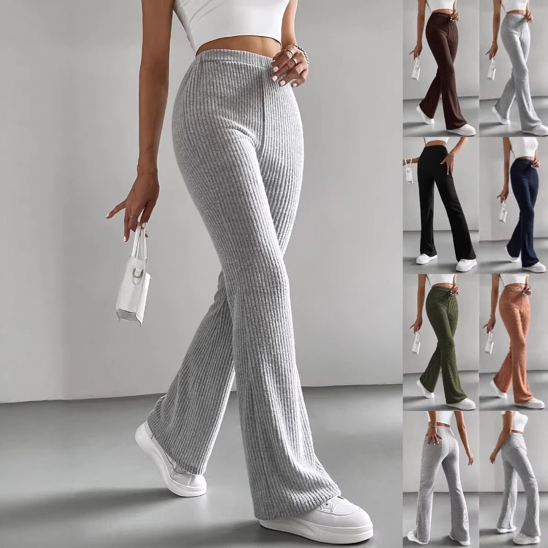 Damen Gerippte High‑Waist Schlaghose aus weichem Feinstrick Shop Nory