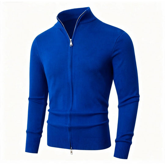 Herren Slim-Fit Feinstrick-Cardigan mit Zweifach-Reißverschluss und Stehkragen Shop Nory