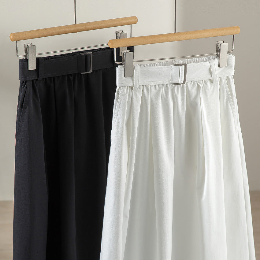 Damen Midilanger A-Linien-Rock mit hoher Taille, Faltenwurf und Taillengürtel Shop Nory