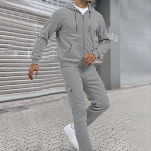 Herren nan athletischer Zip-Sweatset mit Cargo-Jogginghose, ergonomischen Nähten und gerippten Bündchen Shop Nory