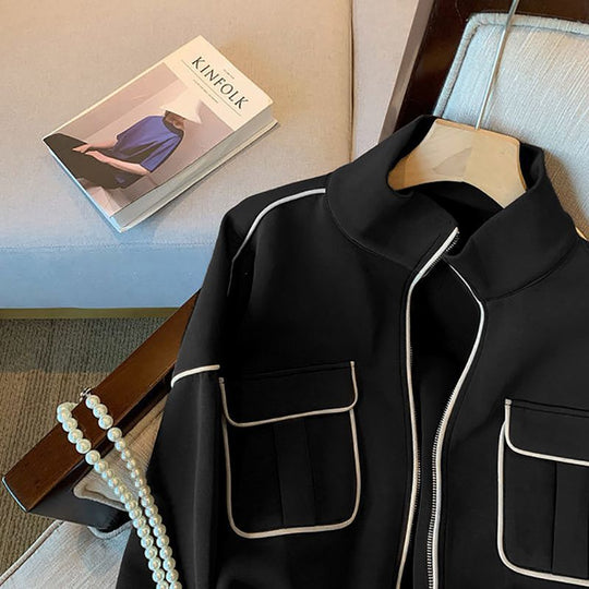 Damen Modische Cropped-Jacke mit Taschen Shop Nory