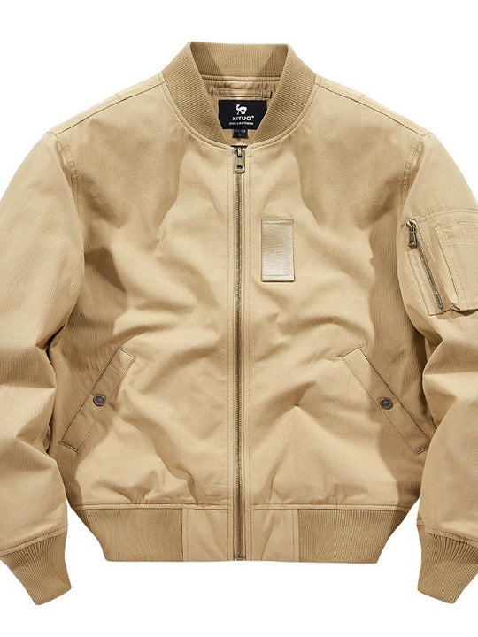 Herren leichter Canvas-Bomberblouson mit versteckter Ärmeltasche und geripptem Saum Shop Nory