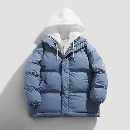 Herren Gepolsterte Winter-Steppjacke mit zweilagiger Kapuze und elastischen Bündchen Shop Nory