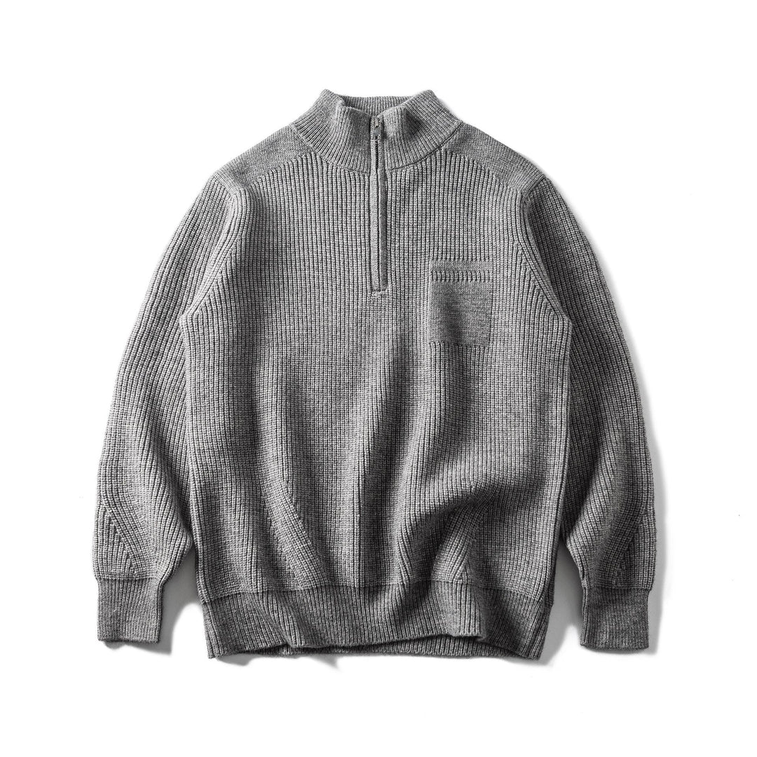 Herren Grobstrick Half‑Zip Pullover mit Stehkragen und Brusttasche Shop Nory