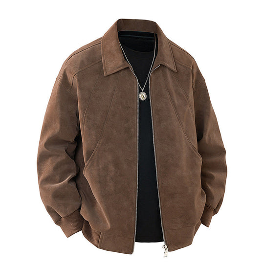 Herren elegante Wildlederjacke mit strukturiertem Schnitt